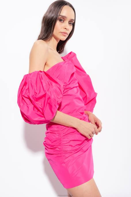 korte jurkjes | L48891 mini-jurk met ballonmouwen Pinko fuchsia paars