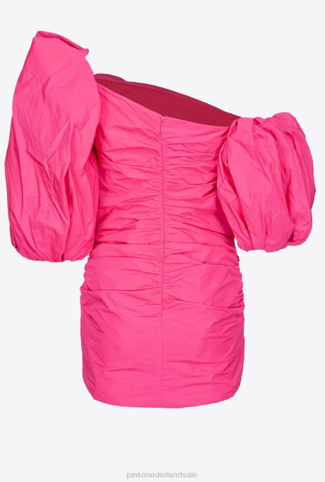 korte jurkjes | L48891 mini-jurk met ballonmouwen Pinko fuchsia paars