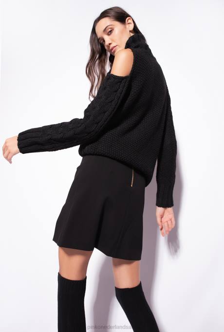 korte jurkjes | L488924 minirok met split Pinko limousine zwart