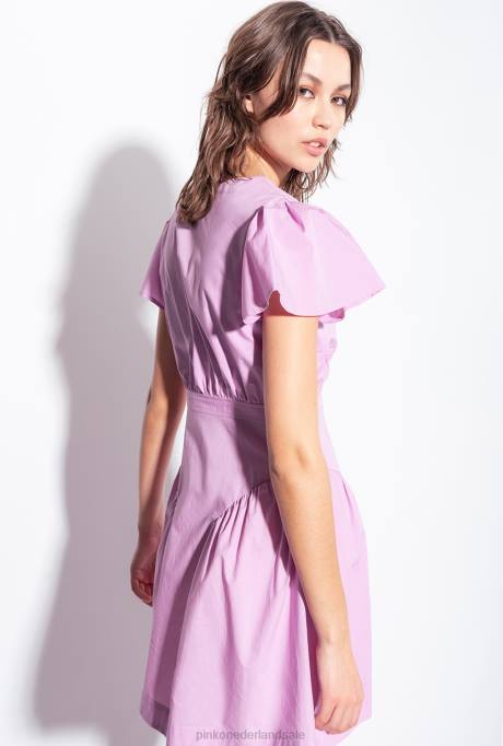 korte jurkjes | L48893 popeline mini-jurk Pinko dk saffraan