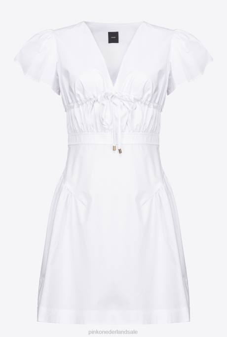 korte jurkjes | L48894 popeline mini-jurk Pinko Helder wit