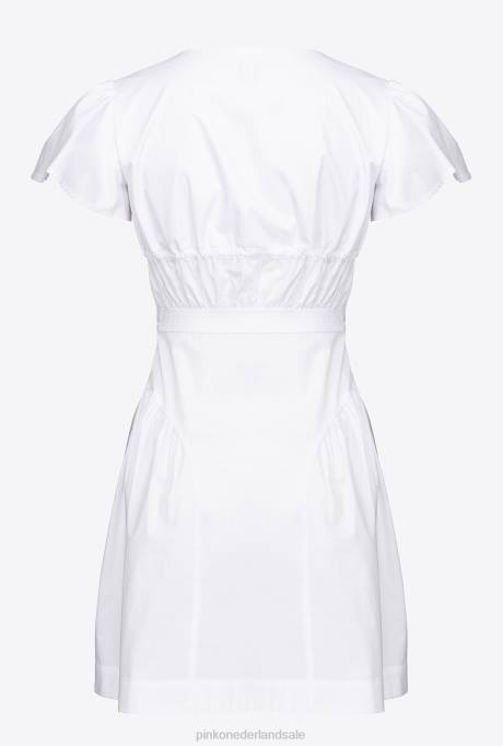 korte jurkjes | L48894 popeline mini-jurk Pinko Helder wit