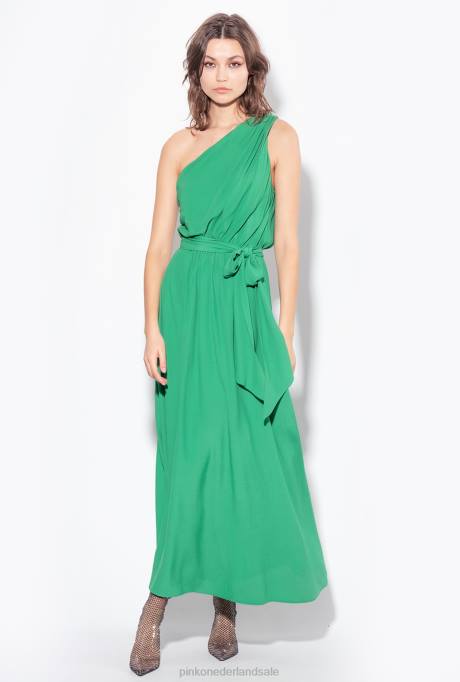 lange jurken | L48810 Marokkaanse crêpe jurk met één schouder Pinko amazone