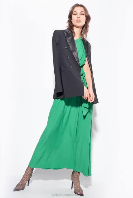 lange jurken | L48810 Marokkaanse crêpe jurk met één schouder Pinko amazone