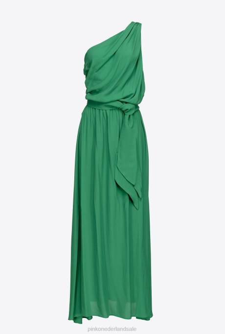 lange jurken | L48810 Marokkaanse crêpe jurk met één schouder Pinko amazone