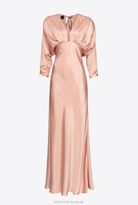 lange jurken | L488110 satijnen jurk met strik Pinko cameo roze