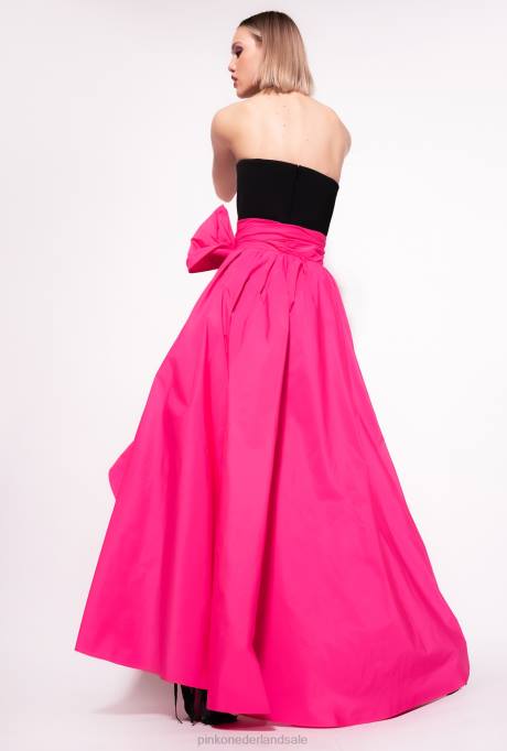 lange jurken | L488135 tweedelige jurk met playsuit Pinko zwart/fuchsia