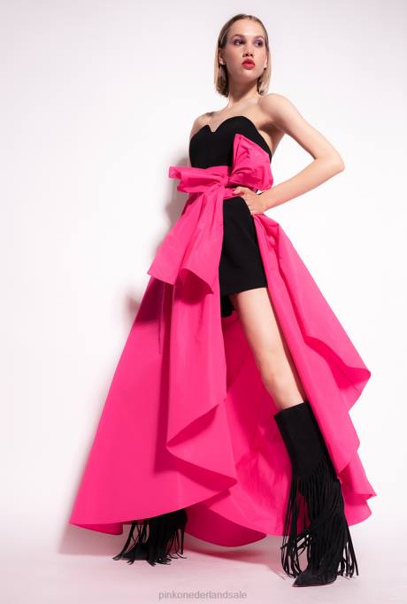 lange jurken | L488135 tweedelige jurk met playsuit Pinko zwart/fuchsia