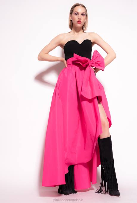 lange jurken | L488135 tweedelige jurk met playsuit Pinko zwart/fuchsia