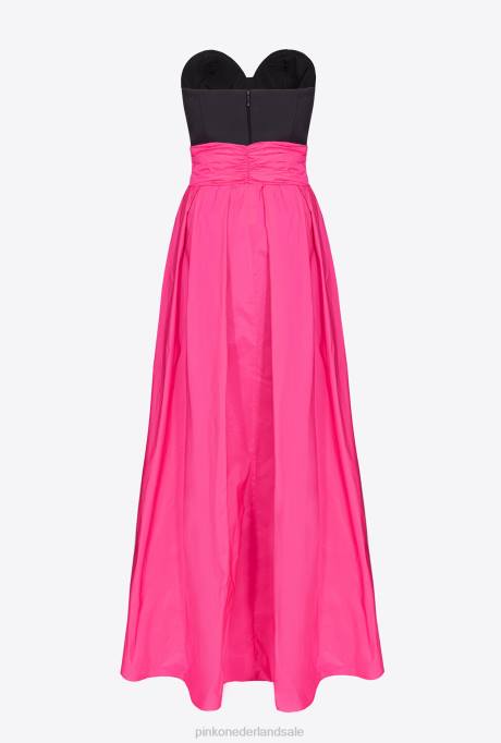 lange jurken | L488135 tweedelige jurk met playsuit Pinko zwart/fuchsia