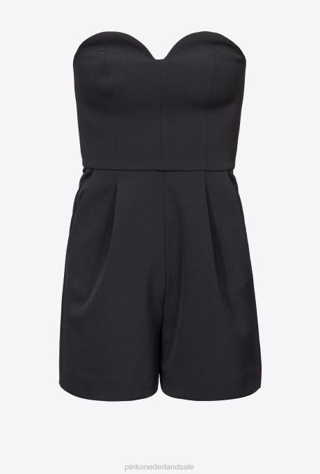 lange jurken | L488135 tweedelige jurk met playsuit Pinko zwart/fuchsia