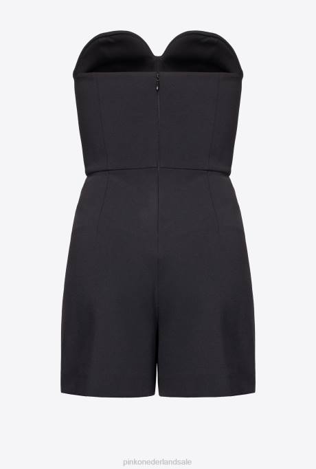 lange jurken | L488135 tweedelige jurk met playsuit Pinko zwart/fuchsia