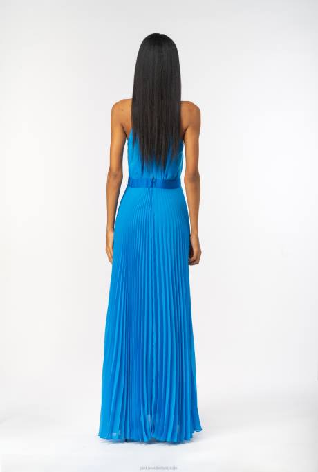 lange jurken | L488148 lange geplooide chiffon jurk Pinko directeur blauw