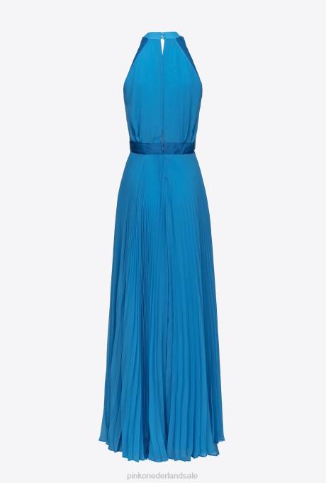 lange jurken | L488148 lange geplooide chiffon jurk Pinko directeur blauw