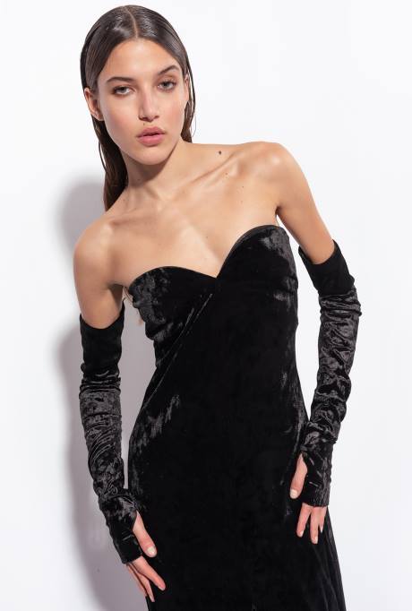 lange jurken | L488198 off-the-shoulder fluwelen jurk Pinko limousine zwart