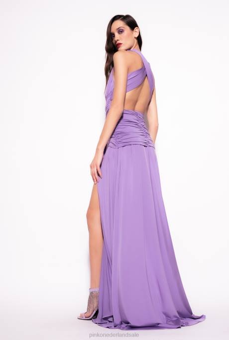 lange jurken | L48827 lange jurk met gekruist detail en drapering Pinko bougainville