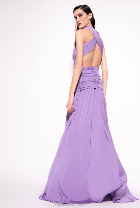 lange jurken | L48827 lange jurk met gekruist detail en drapering Pinko bougainville