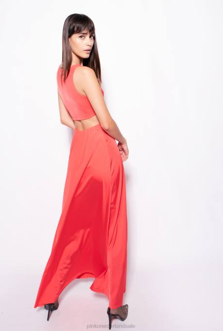 lange jurken | L48834 lange jurk met metalen detail Pinko klaproosrood