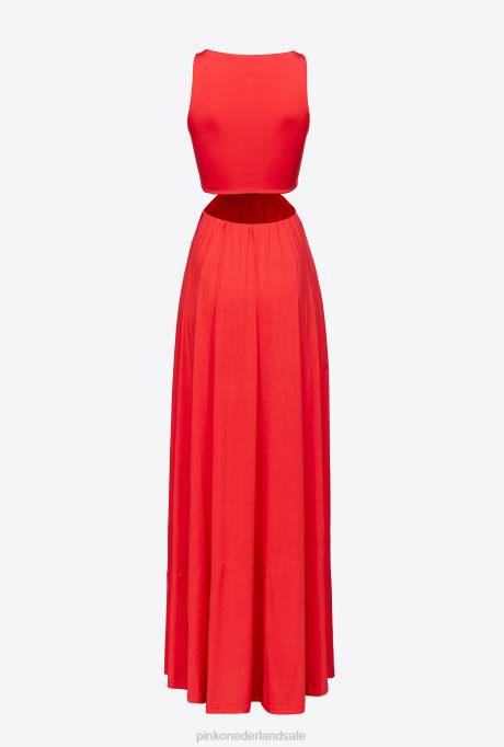 lange jurken | L48834 lange jurk met metalen detail Pinko klaproosrood