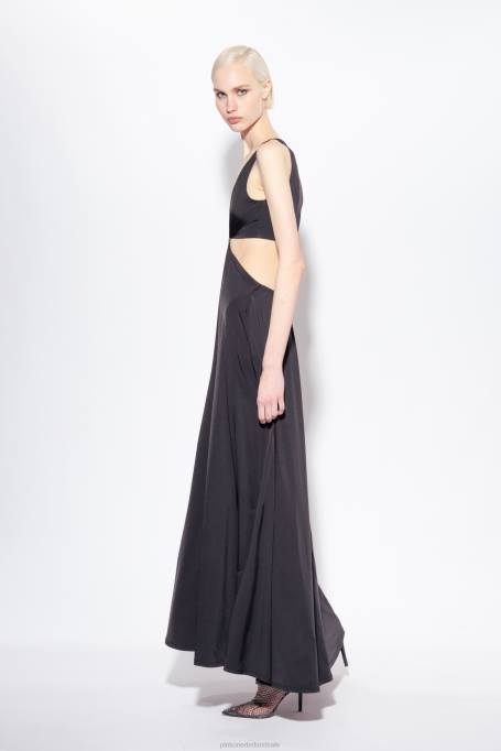lange jurken | L48835 lange jurk met metalen detail Pinko limousine zwart