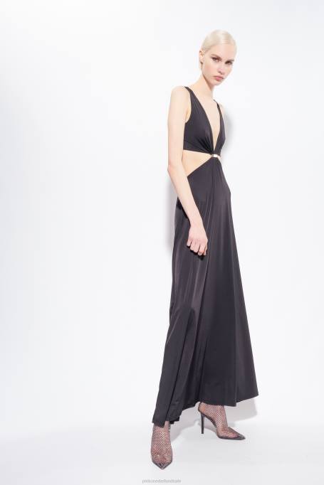 lange jurken | L48835 lange jurk met metalen detail Pinko limousine zwart