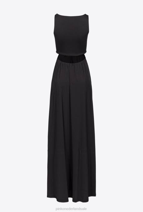 lange jurken | L48835 lange jurk met metalen detail Pinko limousine zwart