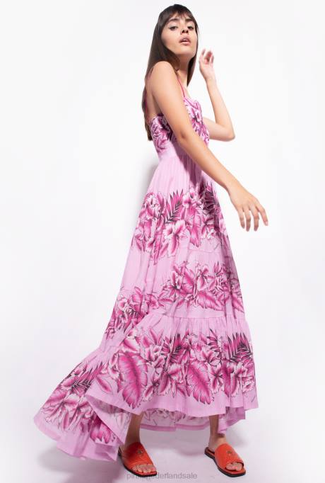 lange jurken | L48844 mousseline jurk met tropische print Pinko avond regen