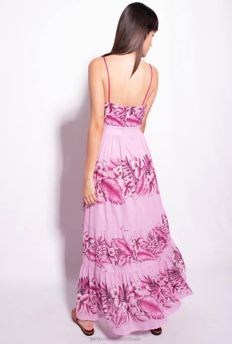 lange jurken | L48844 mousseline jurk met tropische print Pinko avond regen