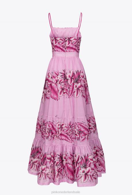 lange jurken | L48844 mousseline jurk met tropische print Pinko avond regen