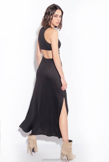 lange jurken | L4885 lange jurk met uitsnijding Pinko limousine zwart