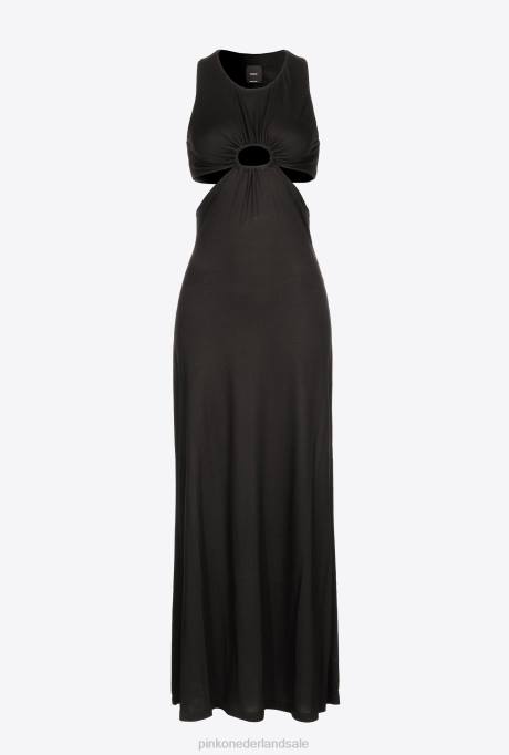 lange jurken | L4885 lange jurk met uitsnijding Pinko limousine zwart