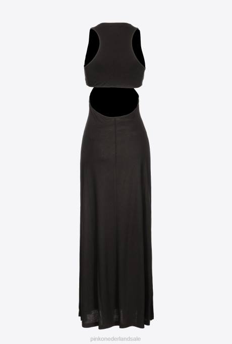 lange jurken | L4885 lange jurk met uitsnijding Pinko limousine zwart