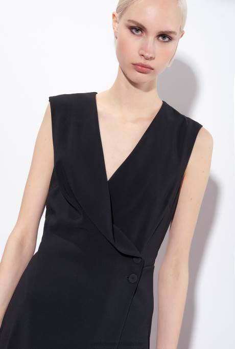 lange jurken | L48870 midi-jurk van stretchcrêpe Pinko limousine zwart