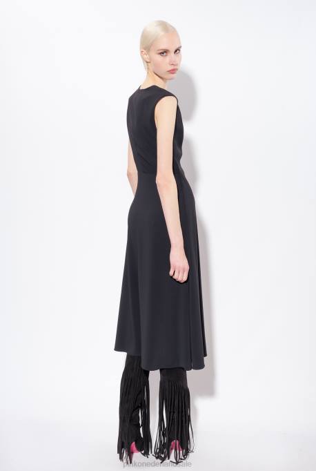 lange jurken | L48870 midi-jurk van stretchcrêpe Pinko limousine zwart