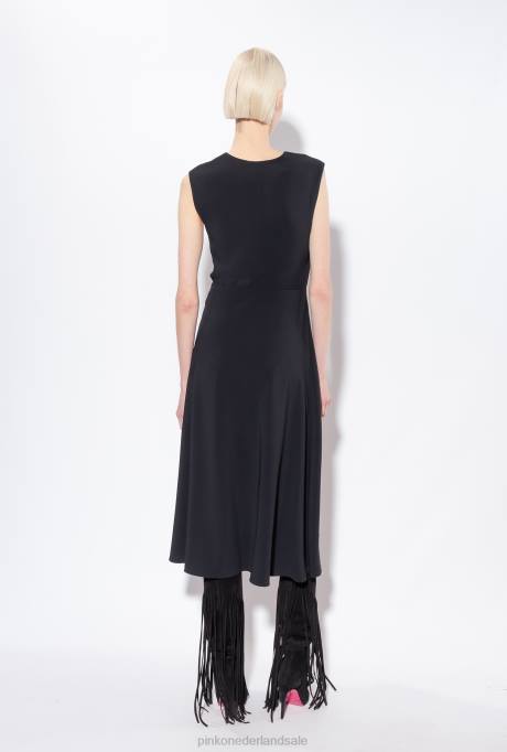 lange jurken | L48870 midi-jurk van stretchcrêpe Pinko limousine zwart