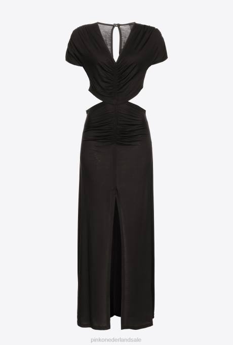 lange jurken | L4889 lange jurk met open zijkanten Pinko limousine zwart