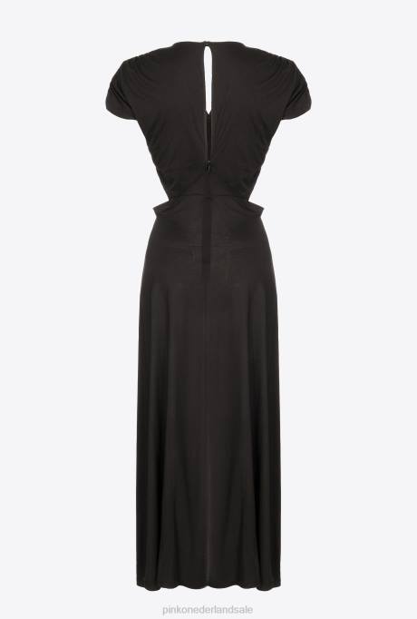 lange jurken | L4889 lange jurk met open zijkanten Pinko limousine zwart
