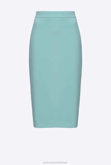 halflange rokken | L488799 halflange rok met split Pinko nijl blauw