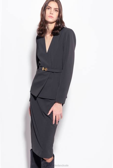 halflange rokken | L488800 halflange rok met split Pinko limousine zwart