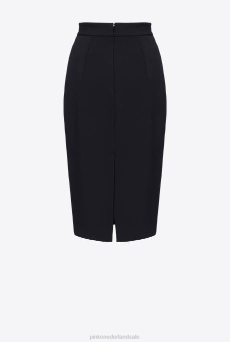 halflange rokken | L488800 halflange rok met split Pinko limousine zwart
