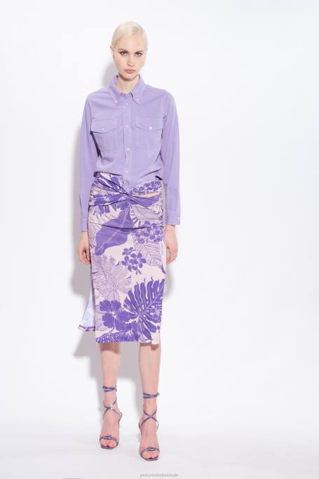 halflange rokken | L488801 midirok met bloemenprint Pinko nude/paars