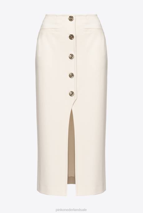halflange rokken | L488805 kuitlange rok met knopen Pinko roze rook wit
