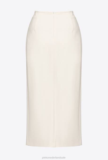 halflange rokken | L488805 kuitlange rok met knopen Pinko roze rook wit