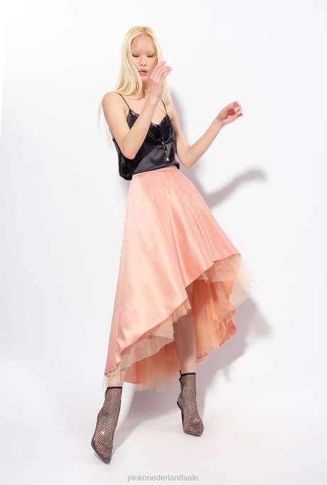 halflange rokken | L488814 duchesse maxi rok met tule stof Pinko cameo roos