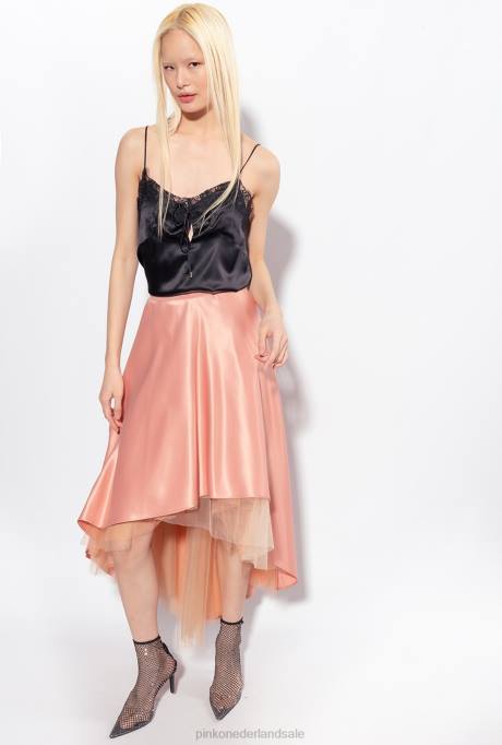 halflange rokken | L488814 duchesse maxi rok met tule stof Pinko cameo roos