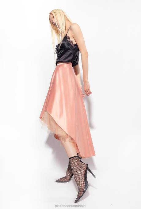 halflange rokken | L488814 duchesse maxi rok met tule stof Pinko cameo roos