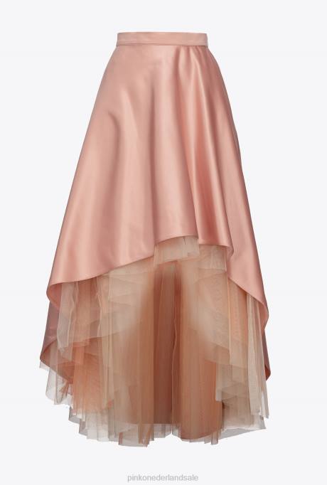 halflange rokken | L488814 duchesse maxi rok met tule stof Pinko cameo roos
