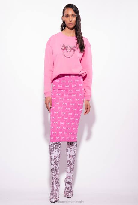 halflange rokken | L488824 monogram jacquard kuitlange rok Pinko fuchsia/roze