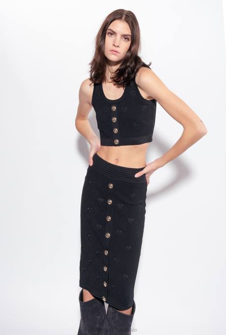 halflange rokken | L488826 jacquard tortelduifjes rok Pinko limousine zwart