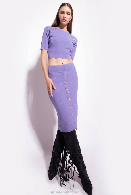 halflange rokken | L488828 jacquard tortelduifjes rok Pinko veelkleurig - zwart/wit